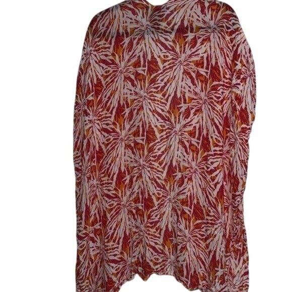Laundry By Shelli Segal Orange & Red Leaf Print Kimono Cardigan O/S Viscose Wome - Picture 5 of 5